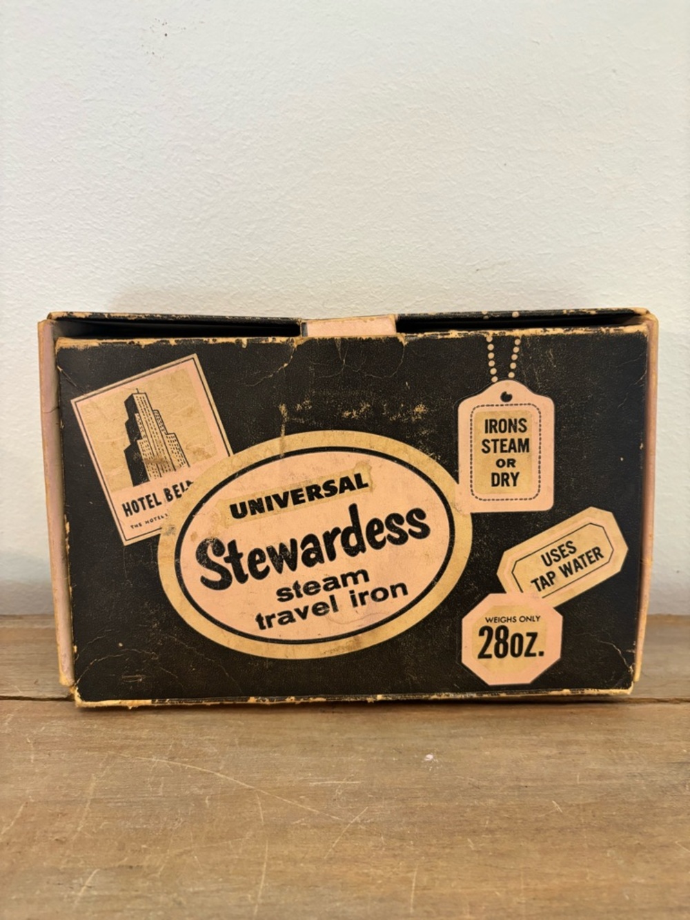 VINTAGE 1950s Universal Stewardess Folding Steam Travel Iron 1675 w/ Box & Case